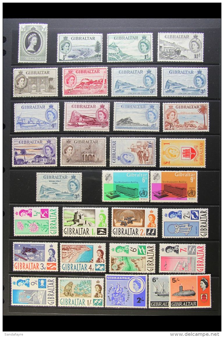 1953-85 MINT / NHM COLLECTION Presented On Stock Cards. Includes 1953-59 Complete Set Mint, 1971 View "Pairs" Set... - Gibraltar
