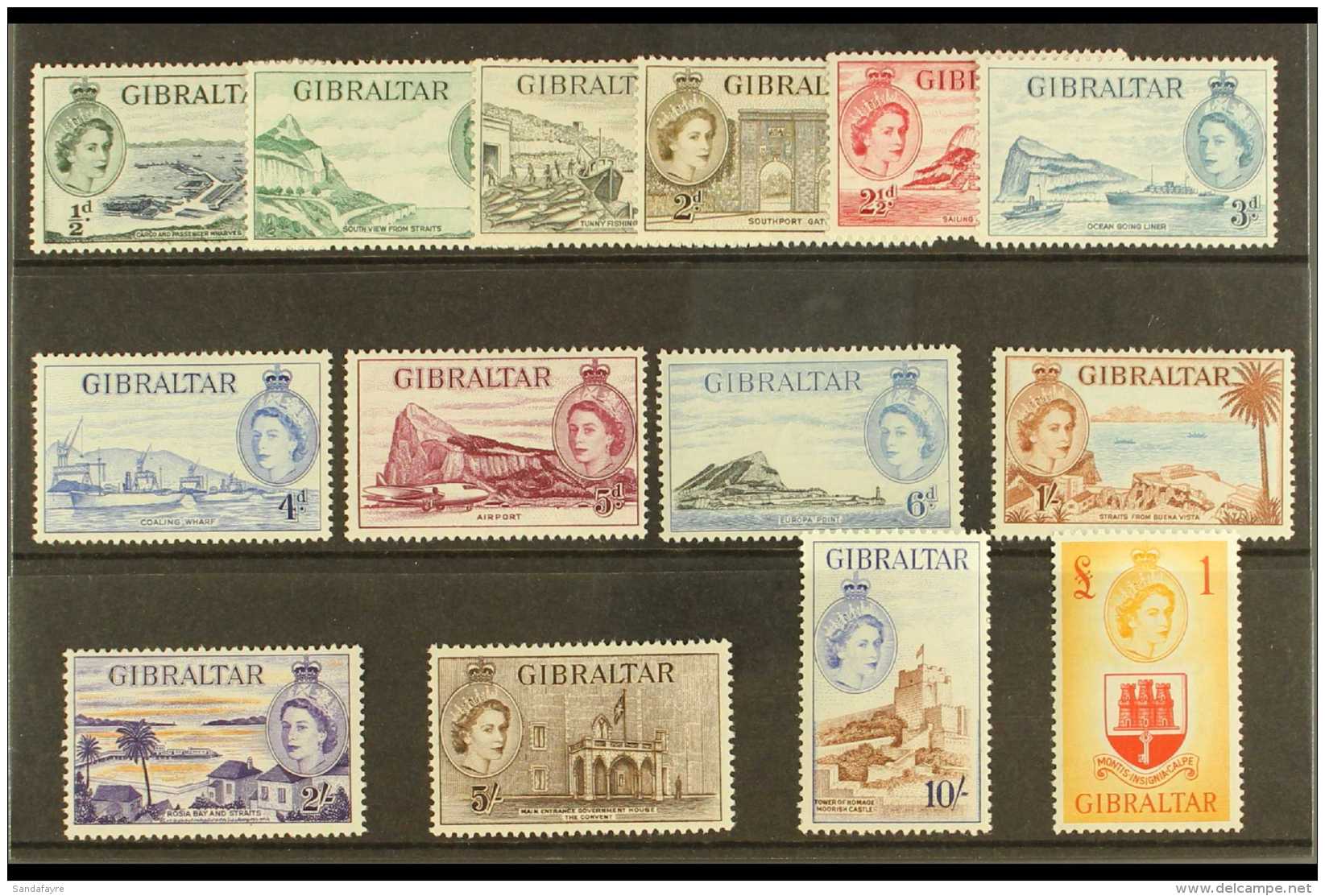1953-59 Definitives Complete Set, SG 145/58, Very Fine Mint, Most Stamps Including All The Top Values Never... - Gibraltar
