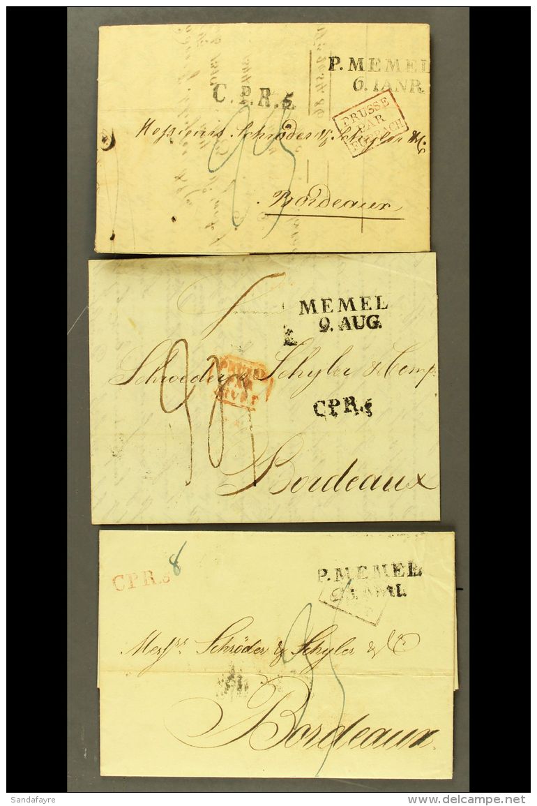 1826-1857 ENTIRE LETTERS. Includes 1826, 1835 &amp; 1837 EL's To France With Dated "MEMEL", Straight-line "C.P.R.... - Otros & Sin Clasificación