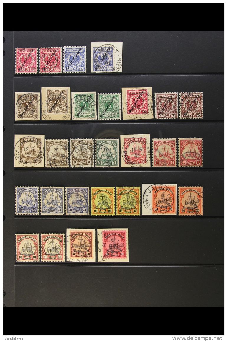 MARSHALL ISLANDS 1899-1901 FINE USED COLLECTION On Stock Page, Inc 1899 "Marschall" Opt 10pf (x2) &amp; 20pf (x2,... - Other & Unclassified