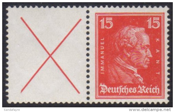 1927 Label+15pf Kant Se-tenant Horizontal Pair, Michel W23, Fine Never Hinged Mint, Fresh. For More Images, Please... - Other & Unclassified