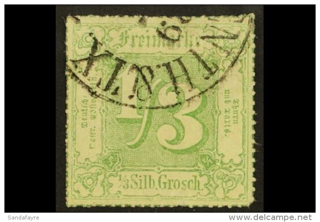 THURN AND TAXIS 1866 (rouletted 16, In Colour) 1/3sgr Green (Mi 46, SG 40), Fine Cds Used, Expertized (Kruger And... - Altri & Non Classificati