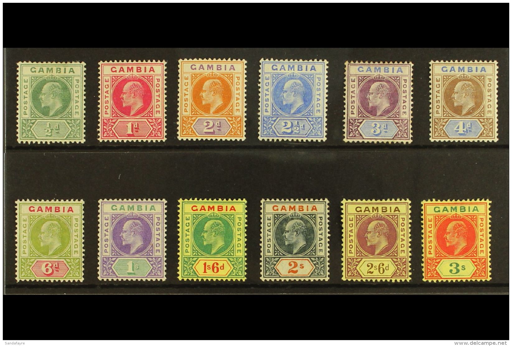 1902-05 KEVII Definitives (wmk Crown CA) Complete Set, SG 45/56, Fine Fresh Mint. (12 Stamps) For More Images,... - Gambia (...-1964)