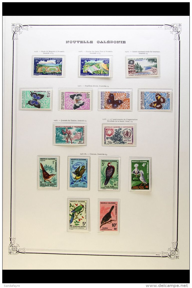 NEW CALEDONIA 1964-76 Postage Issues Lovely All Different Never Hinged Mint Collection Attractively Displayed On... - Andere & Zonder Classificatie