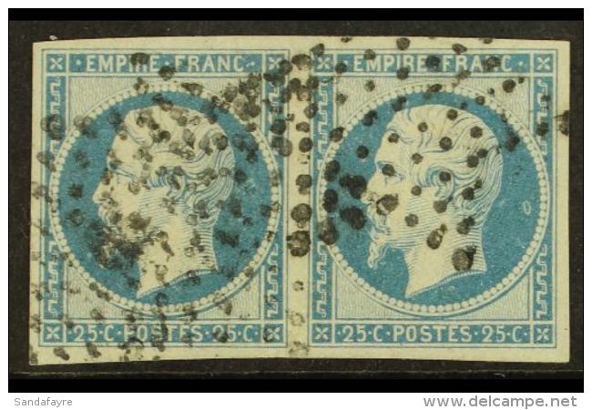 1853 - 61  25c Dull Blue SG 63 (Yvert 15, Maury 15), Very Fine Used PAIR With 4 Large Margins &amp; Light Numeral... - Otros & Sin Clasificación