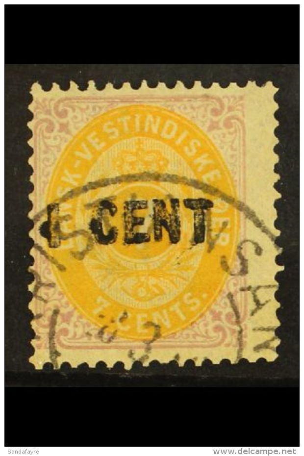 1887 1c On 7c Yellow-ochre And Slate-lilac, SG 36, Fine Used, Centred To Left. For More Images, Please Visit... - Dänisch-Westindien