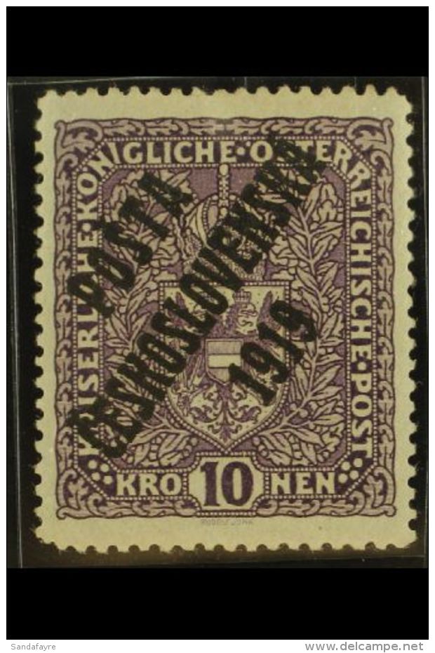 1919 (12 Dec) Austria Overprinted 10k Grey Violet (Michel 54 Ia, SG 89a) Very Fine Never Hinged Mint. With Royal... - Sonstige & Ohne Zuordnung