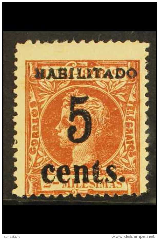 1898-99 5c On 2m Chestnut (Thin Figures), Scott 185, SG 225a, Centered Low, Strong Colour, Fine Mint For More... - Otros & Sin Clasificación