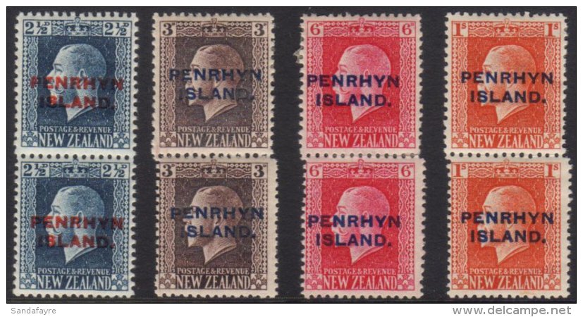 PENRHYN 1917-20 The Complete Set Of Mixed Perf Vertical Pairs, SG 24b/27b, Very Fine Mint (4 Pairs) For More... - Islas Cook