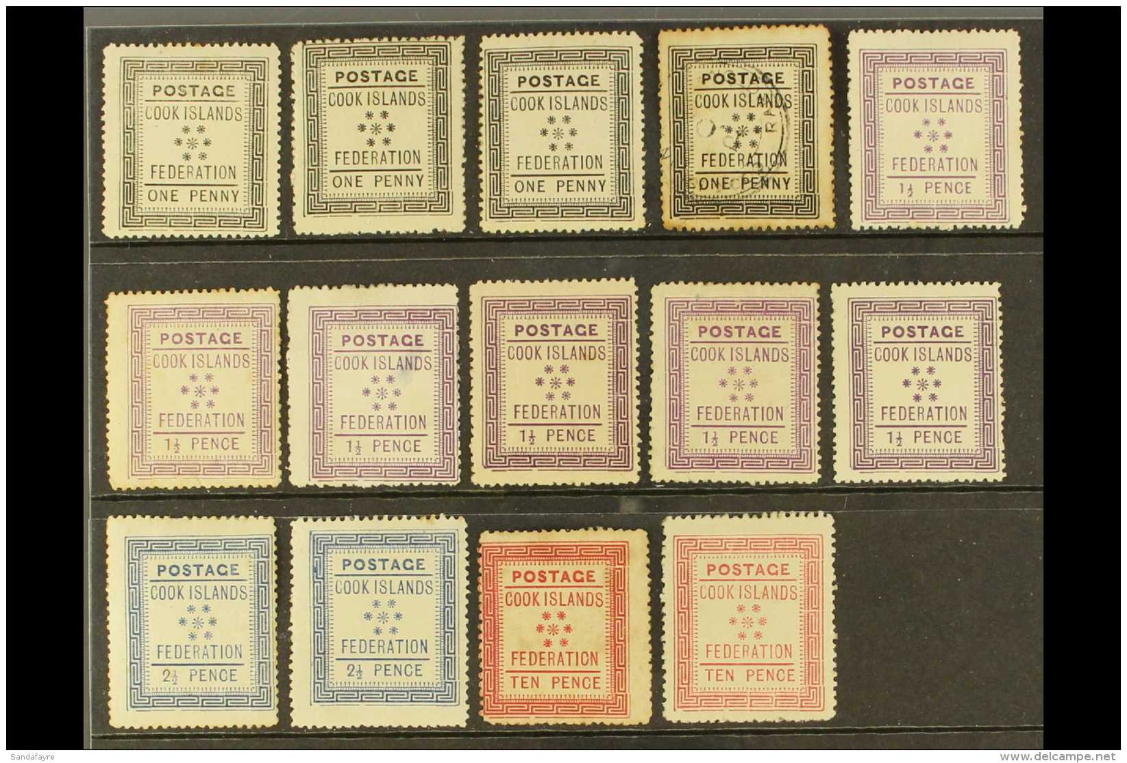 1892 SEVEN STAR PROVISIONAL ISSUE A Range Of Genuine Examples, With 1d Type III Mint (2), Type V Mint And Used,... - Islas Cook