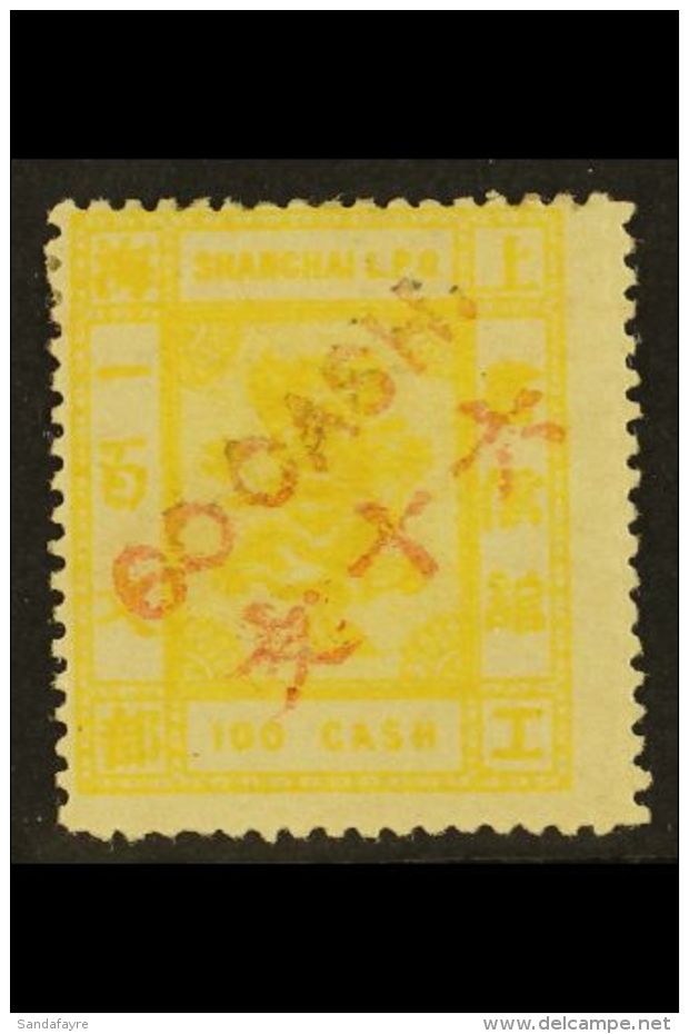 SHANGHAI MUNICIPAL POST 1886 60cash On 100ca Yellow, Variety "surcharged In Red", SG 102c, Very Fine And Fresh... - Altri & Non Classificati