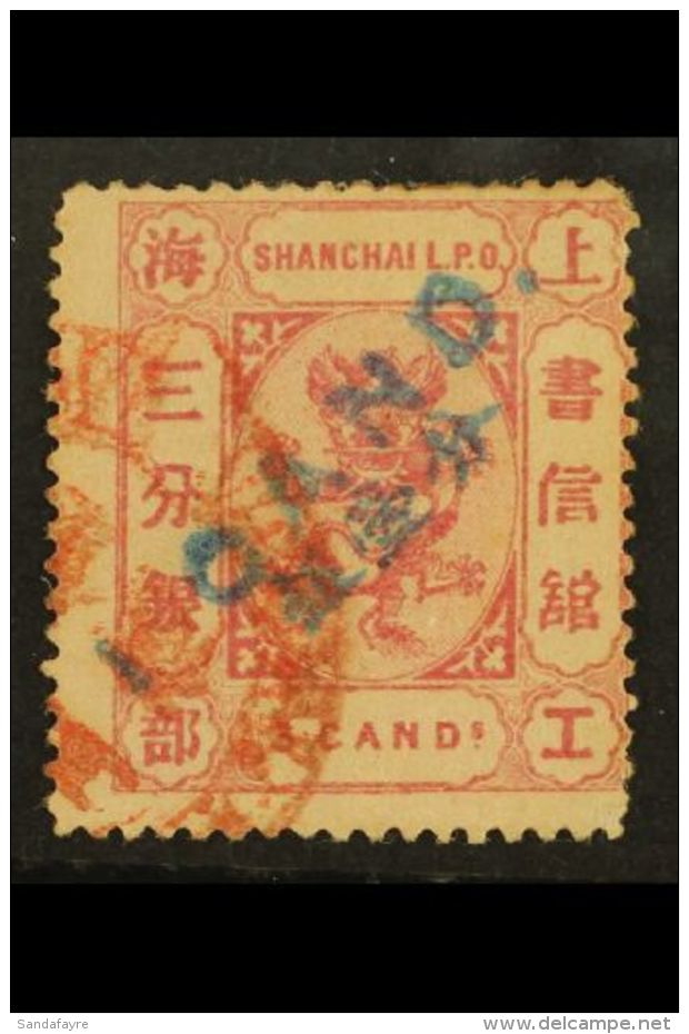 SHANGHAI MUNICIPAL POST 1877 1ca On 3ca Rose On Rose, SG 68, Very Fine Used. Scarce Stamp. For More Images, Please... - Other & Unclassified