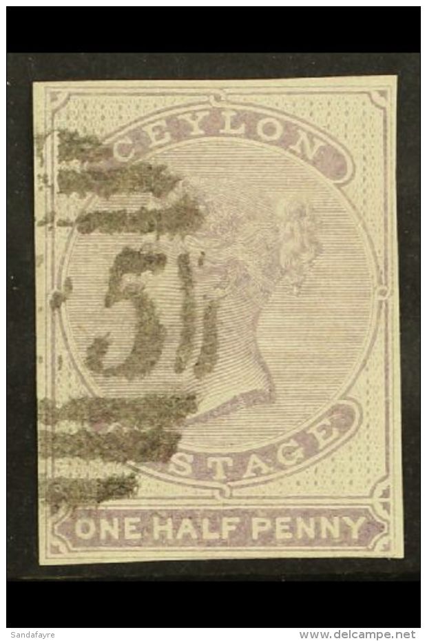 1857-64 &frac12;d Dull Mauve, SG 17, Very Fine Used, Small Part Numeral Postmark With Neat Margins Just Brushing... - Ceilán (...-1947)