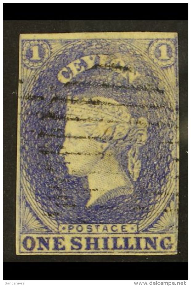 1857-59 1s Slate-violet, SG 10, Lightly Used With 4 Margins (close At Right) And A Little Pale At Top For More... - Ceilán (...-1947)