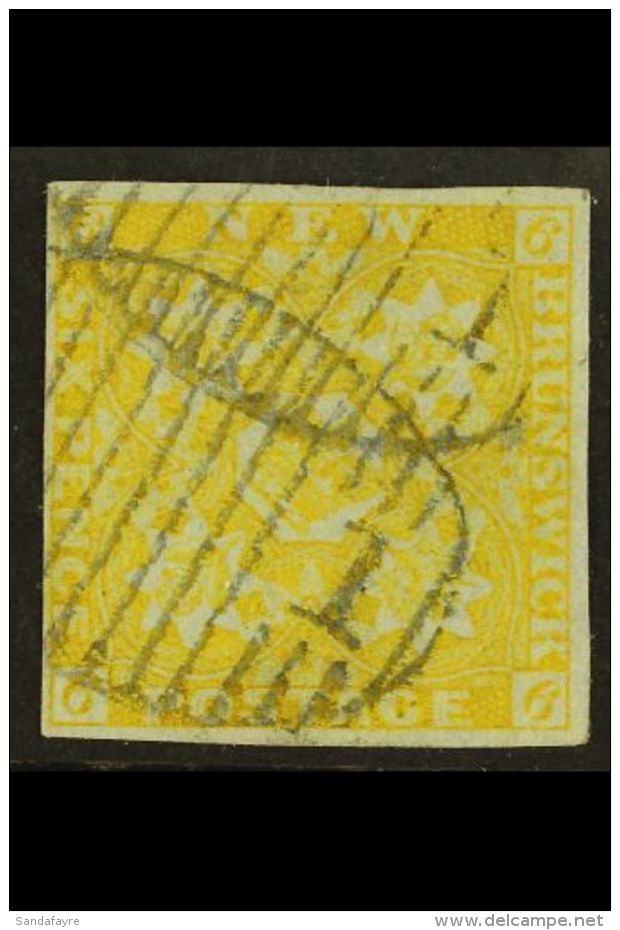 1851-60 6d Olive-yellow Imperf, SG 4, Good Used With Four Good To Large Margins And Two Neat "1" In Barred Oval... - Otros & Sin Clasificación