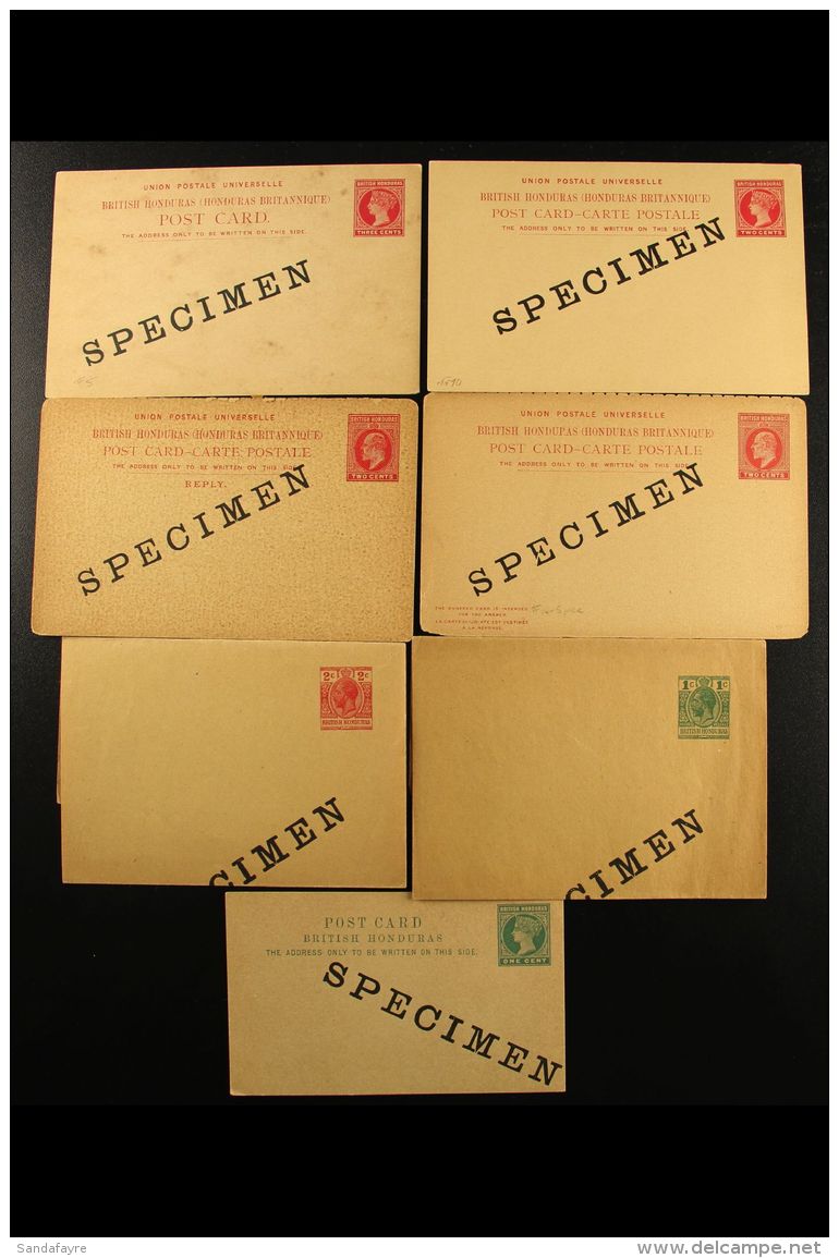 POSTAL STATIONERY WITH "SPECIMEN" OVERPRINTS 1891-1920 All Different Unused Group With QV 1c, 2c, And 3c Cards,... - Honduras Británica (...-1970)