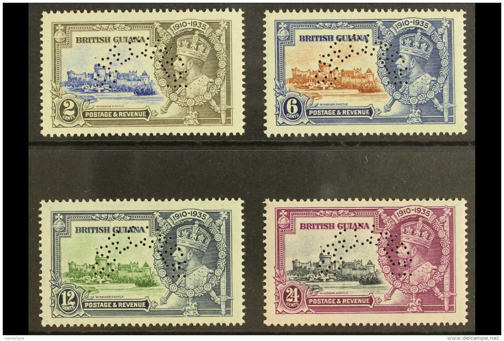 1935 Silver Jubilee Complete Perfin SPECIMEN Set, SG 301s/4s, Never Hinged Mint (4). For More Images, Please Visit... - Guyana Britannica (...-1966)