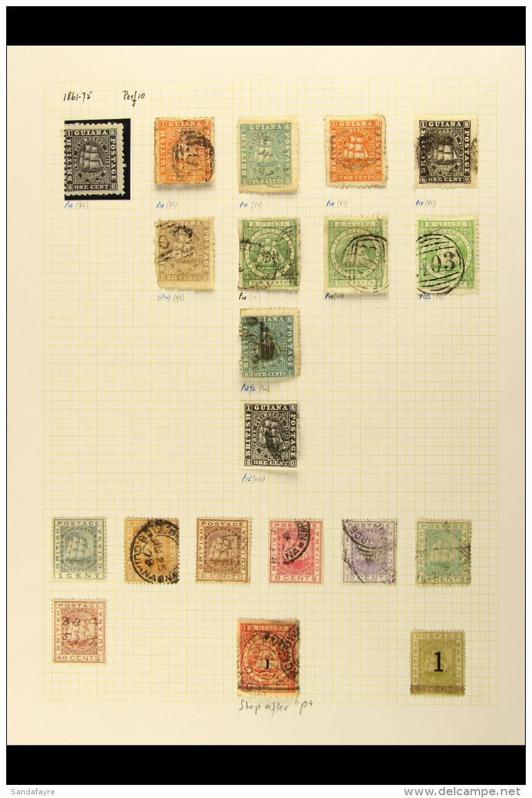 1863-1951 MINT &amp; USED COLLECTION On Leaves, Inc 1863-76 1c Mint &amp; Used Vals To 24c, 1881 "1" On 48c Stop... - Guayana Británica (...-1966)