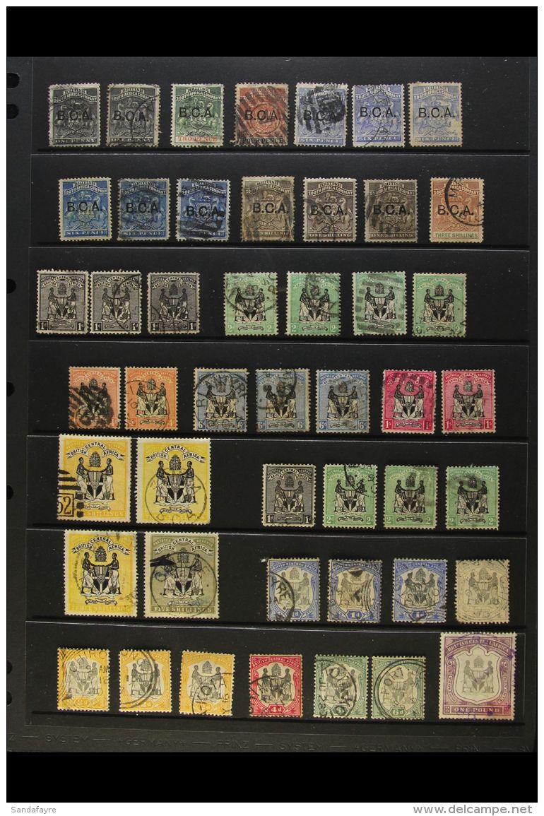 1891-1907 USED COLLECTION Presented On A Pair Of Stock Pages. Includes 1891-95 "B.C.A" Overprinted Section To 3s,... - Nyassaland (1907-1953)