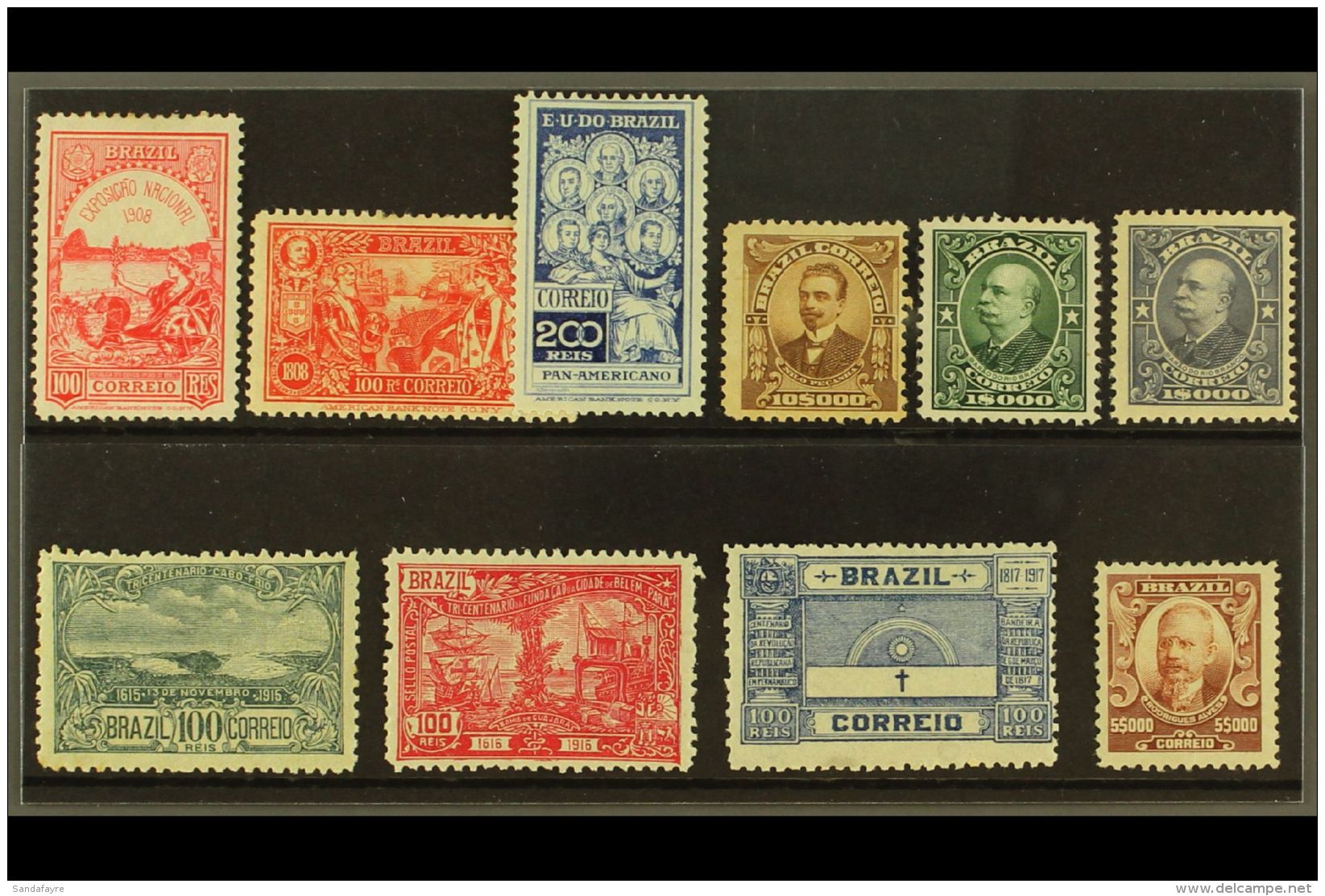 1908-1917 Complete Run Of Postage Issues, From 100r National Exhibition To 5000r Rodrigues Alves, Scott 189 To... - Otros & Sin Clasificación