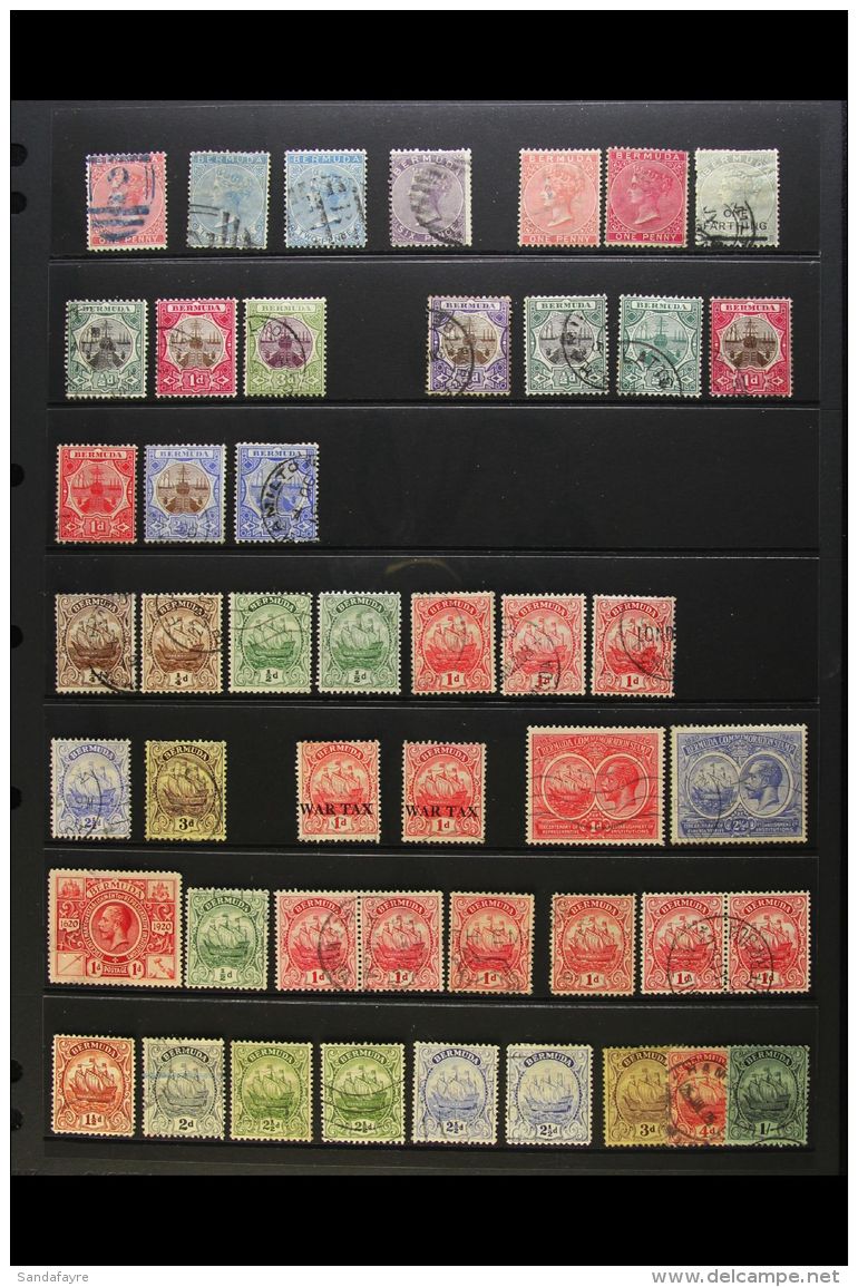 1865-1968 USED COLLECTION Presented On Stock Pages. Includes QV To 6d, KGV To 2s6d, KGVI To 5s Shades &amp; QEII... - Bermudas