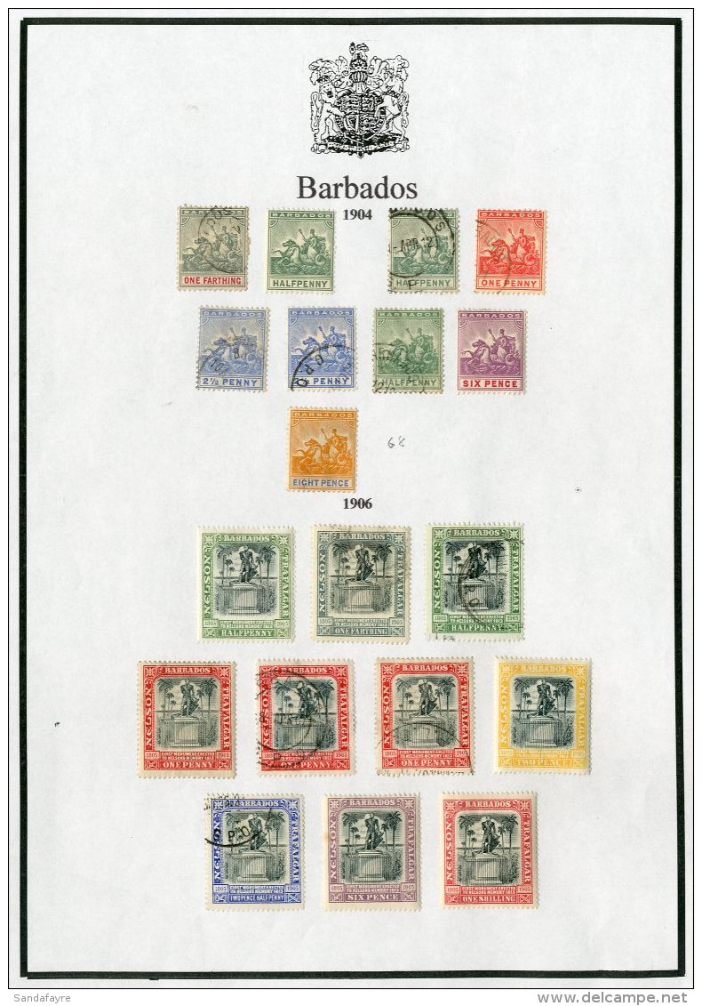 1905-1935 COLLECTION On Leaves, Fresh Mint Or Fine Used Stamps, Inc 1905 &frac12;d, 6d &amp; 8d Mint, 1906 Nelson... - Barbados (...-1966)