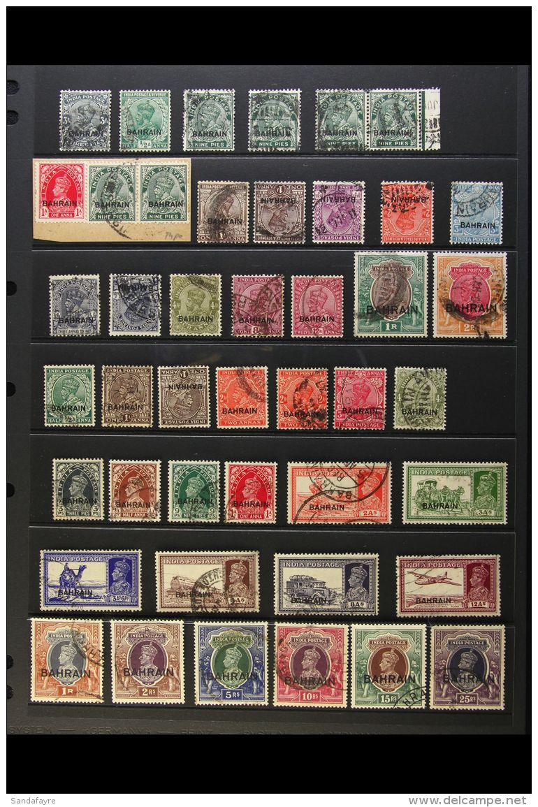 1933-64 INTERESTING USED COLLECTION Presented On Stock Pages. Includes 1933-37 Set To 2r, With Both Printed 9p,... - Bahrain (...-1965)