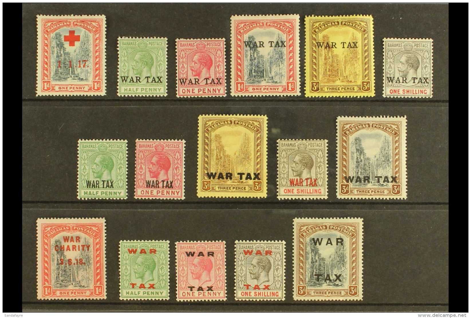 1917-19 "WAR TAX" Overprints, Complete Basic Run, SG 90, 91/5, 96/9, 100, 101, 102/5, Very Fine Mint (16). For... - Altri & Non Classificati