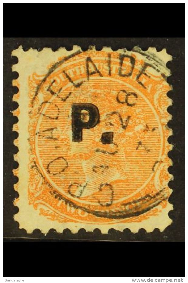 SOUTH AUSTRALIA DEPARTMENTALS "P." (Police)  1870 2d Orange Red, Perf 10, SG 160, Ovptd "S.M.", Very Fine Used.... - Andere & Zonder Classificatie