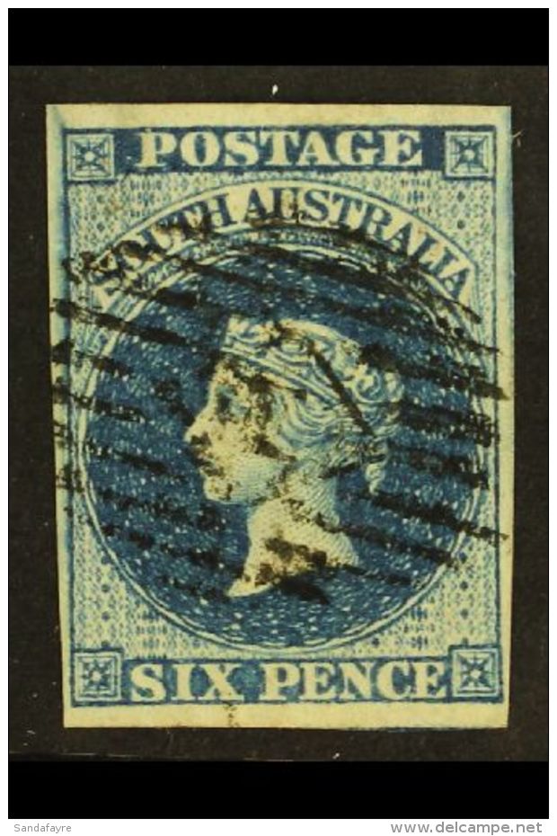 SOUTH AUSTRALIA 1855 6d Deep Blue, Wmk Large Star, Imperf, SG 3, Fine Used, Four Margins. For More Images, Please... - Otros & Sin Clasificación