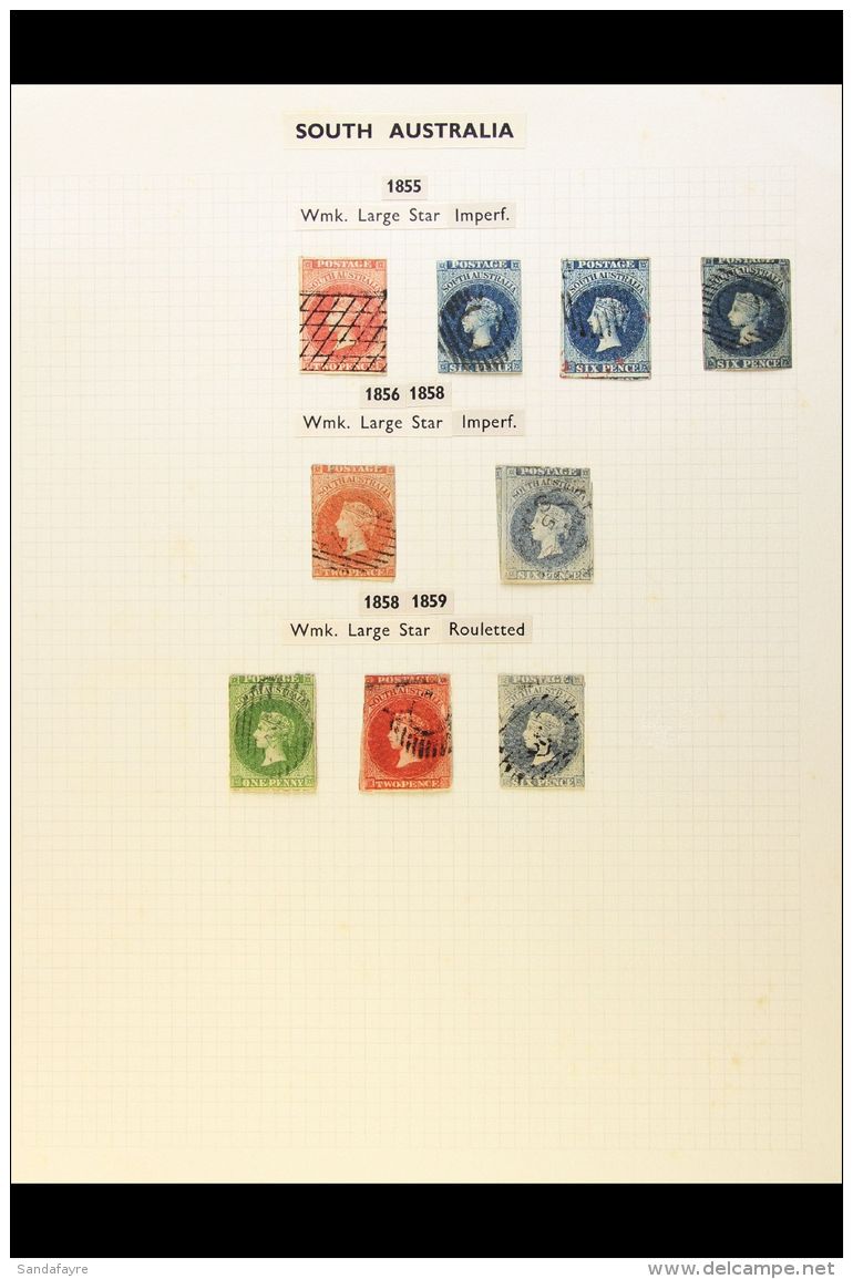 SOUTH AUSTRALIA 1855-1906 ATTRACTIVE MOSTLY USED COLLECTION On Leaves, Inc (all Used) 1855 2d (4 Margins) &amp; 6d... - Andere & Zonder Classificatie