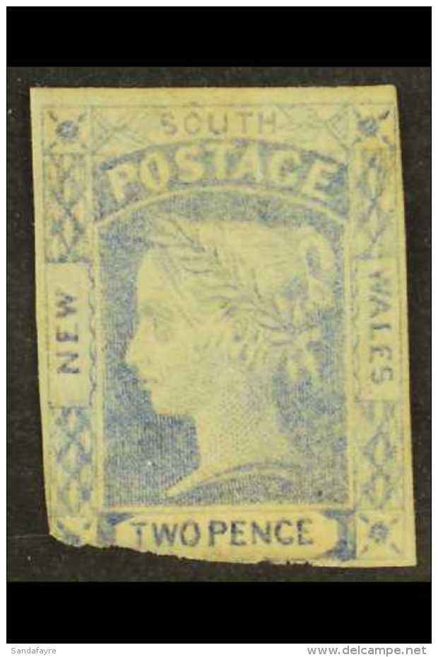 NEW SOUTH WALES 1851-55 2d Ultramarine Plate I Thick Yellowish Wove Paper, SG 51, Unused No Gum With 3 Margins... - Andere & Zonder Classificatie