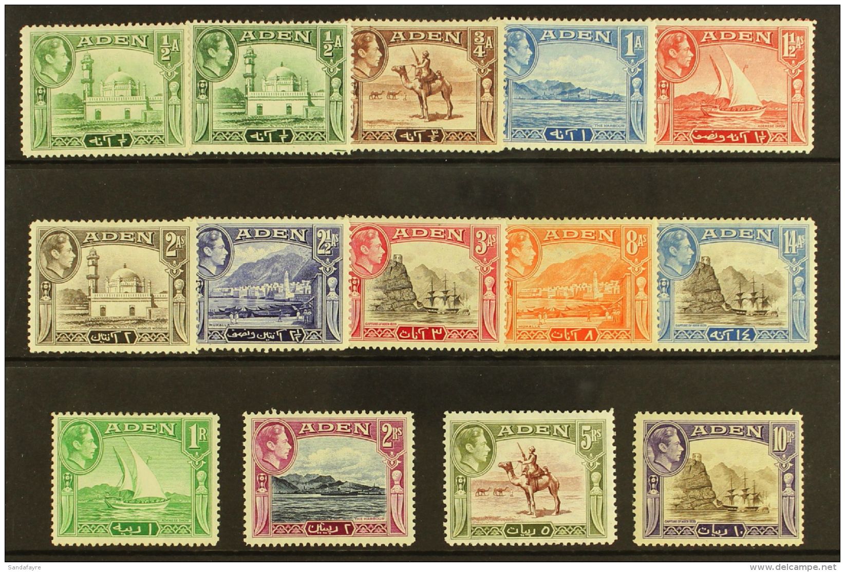 1939-48 Complete Definitive Set With Both &frac12;a Shades, SG 16/27 Plus 16a, Fine Mint. (14 Stamps) For More... - Aden (1854-1963)