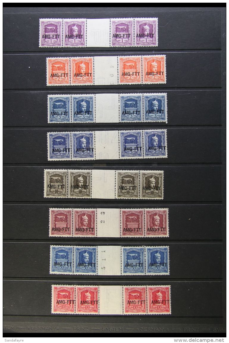 REVENUE STAMPS - ALLIED MILITARY GOVERNMENT, TRIESTE INDUSTRIAL AND COMMERCIAL TAX STAMPS Set To 100L In GUTTER... - Otros & Sin Clasificación