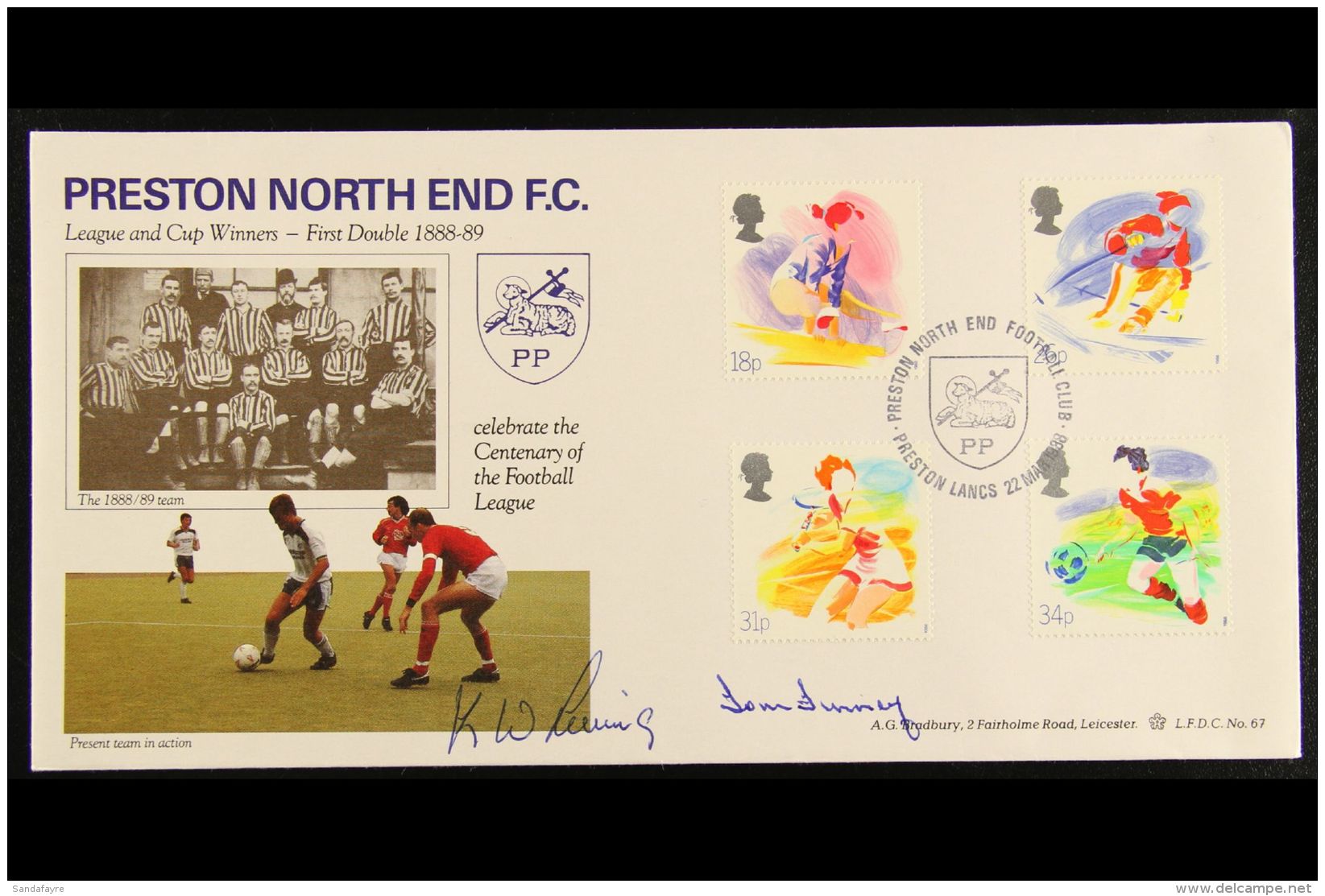 1988 Sport Preston N.E. FDC Signed By Tom Finney &amp; Chairman, VF. For More Images, Please Visit... - Altri & Non Classificati