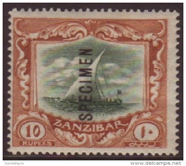 1914 10r Green &amp; Brown "SPECIMEN" SG 275s, Vf Mint. For More Images, Please Visit... - Zanzibar (...-1963)