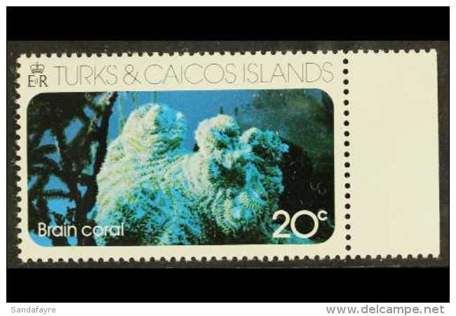 1975 20c Coral WMK CROWN TO RIGHT Variety, SG 444w, NHM For More Images, Please Visit... - Turcas Y Caicos