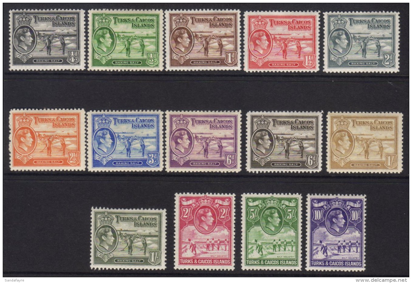 1938-45 Pictorials Complete Set, SG 194/205, Vfm, Fresh (14) For More Images, Please Visit... - Turks E Caicos