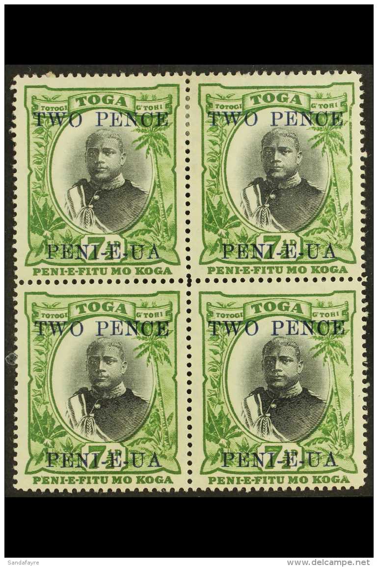 1923-24 2d On 7&frac12;d Surcharge, SG 65, Vfm BLOCK Of 4 For More Images, Please Visit... - Tonga (...-1970)