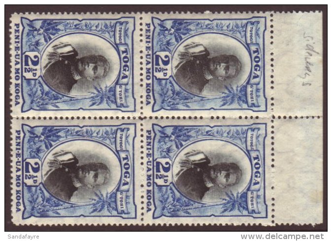 1897 2&frac12;d Wmk Sideways, SG 43b, Fine NHM Marginal BLOCK Of 4 For More Images, Please Visit... - Tonga (...-1970)