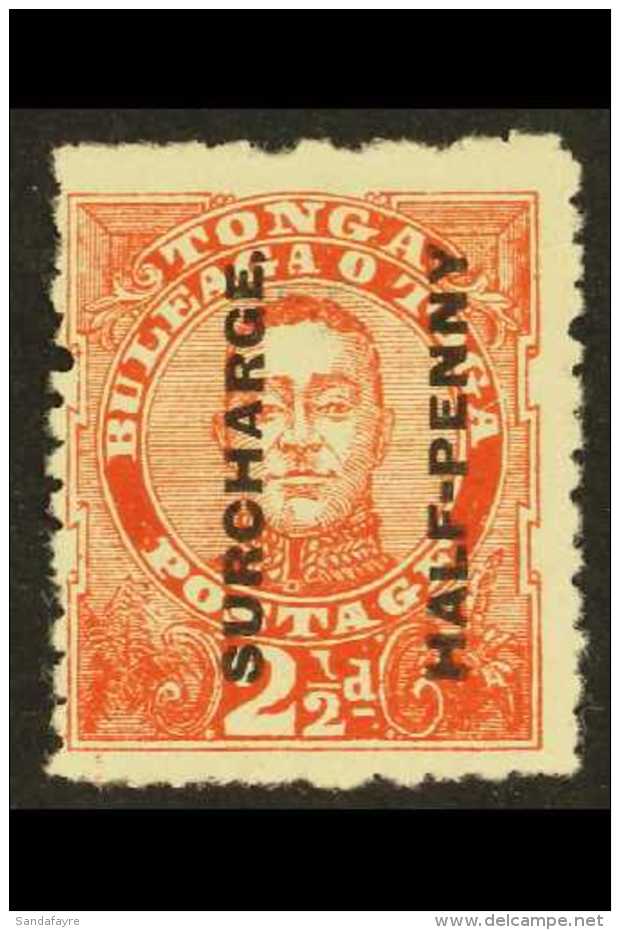 1895 (June) &frac12;d On 2&frac12;d, "7" For "1" In "&frac12;d", SG 29e, Fine Unused. For More Images, Please... - Tonga (...-1970)