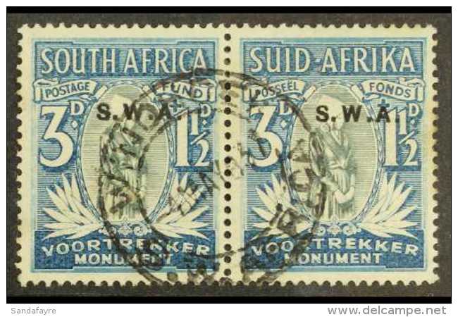 1935-36 3d + 1&frac12;d Voortrekker Memorial Fund, SG 95, VFU Pair. For More Images, Please Visit... - Africa Del Sud-Ovest (1923-1990)