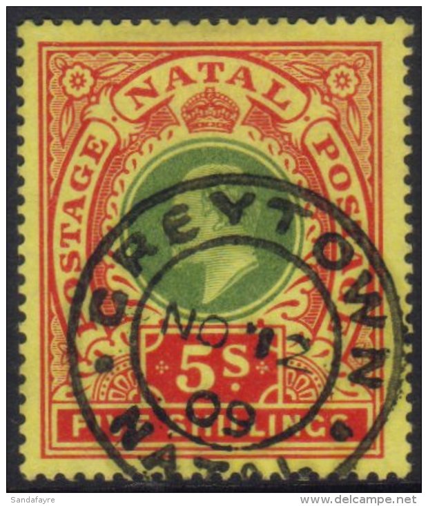 Natal 1908 5s Green And Red On Yellow SG 169, Vf Greytown Cds For More Images, Please Visit... - Ohne Zuordnung
