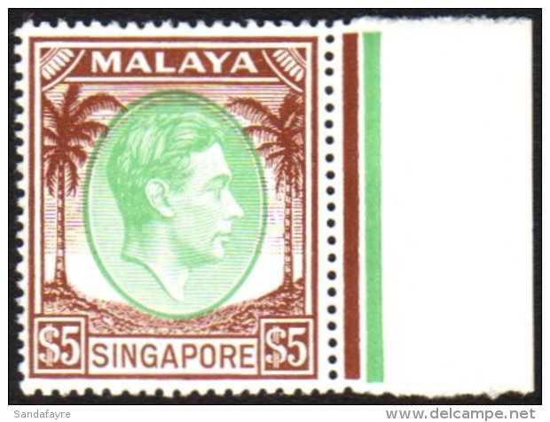 1948-52 $5 Green &amp; Brown Perf 17&frac12;x18, SG 30, Vfm, Fresh For More Images, Please Visit... - Singapur (...-1959)