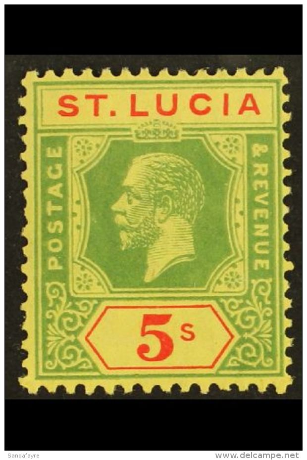 1921-30 (Mult Script) 5s Green &amp; Red/pale Yellow, SG 105, VFM. For More Images, Please Visit... - St.Lucia (...-1978)