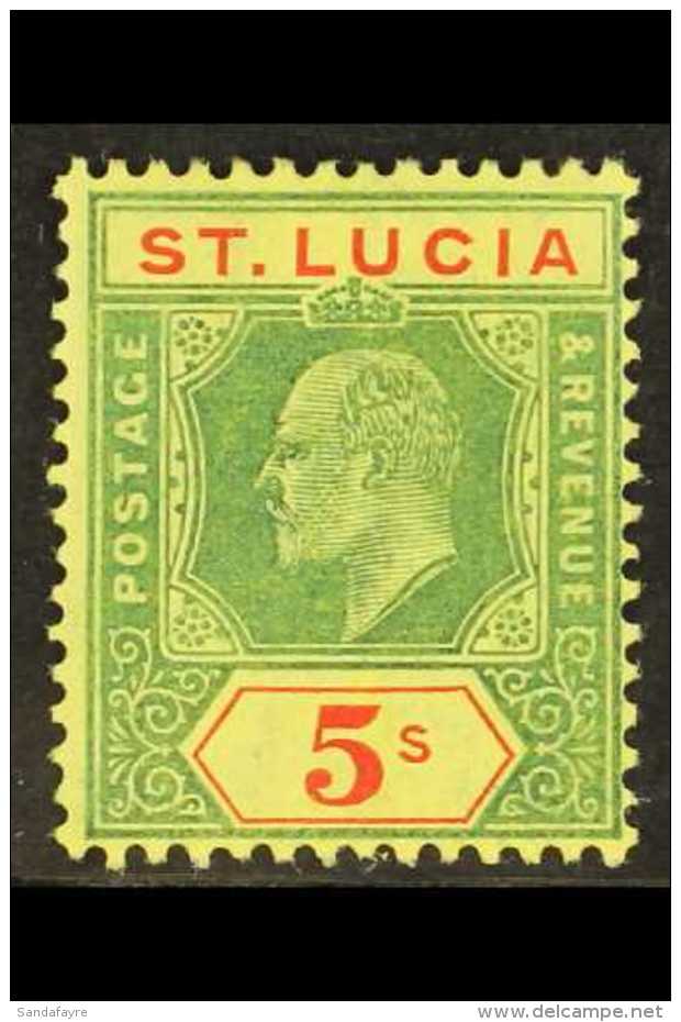 1904-10 5s Green &amp; Red On Yellow, SG 77, Fine Mint, Fresh For More Images, Please Visit... - St.Lucia (...-1978)