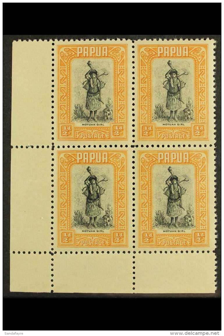 1932-40 &frac12;d Black &amp; Buff McCracken Ptg,SG 130a,NHM Corner BLK Of 4 For More Images, Please Visit... - Papua-Neuguinea