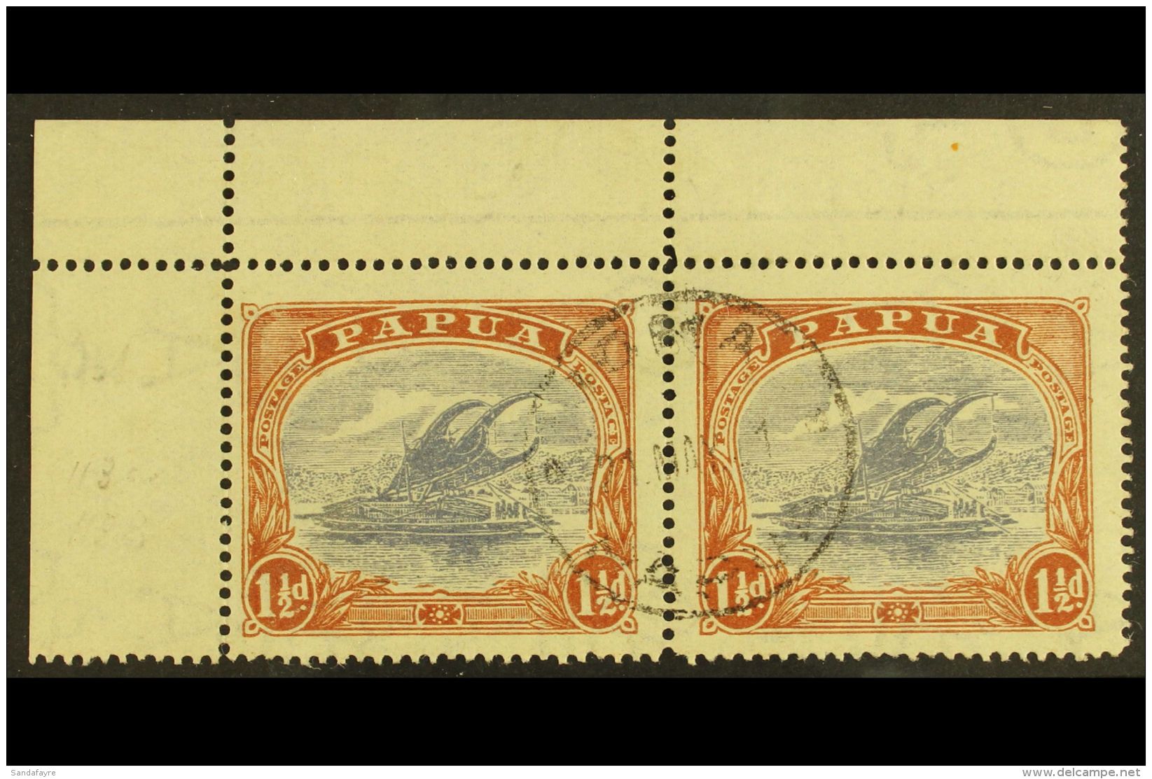 1916-31 1&frac12;d "POSTACE" Variety, SG 95d, Within Vfu Corner PAIR (2) For More Images, Please Visit... - Papoea-Nieuw-Guinea