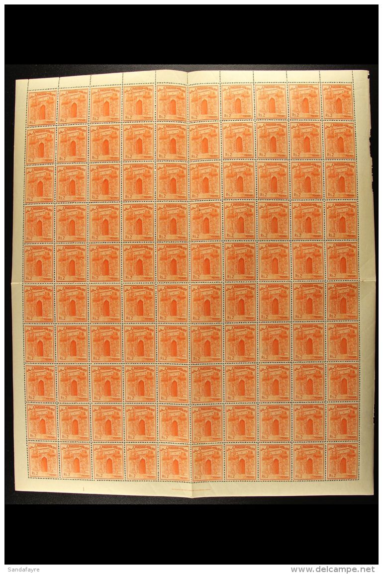 1964 2r Orange 'Gateway', Wmk Inv, SG 206w, Full Sheet Of 100 NHM For More Images, Please Visit... - Pakistán