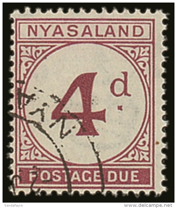 POSTAGE DUE 1950 4d Purple, SG D4, Very Fine Used. For More Images, Please Visit... - Nyassaland (1907-1953)